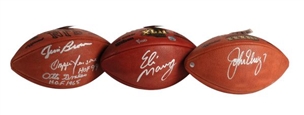 Autographed NFL Football Lot of (3) With Jim Brown, John Elway, and Eli Manning